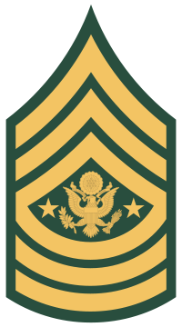 Rank badge of a Sergeant Major of the Army